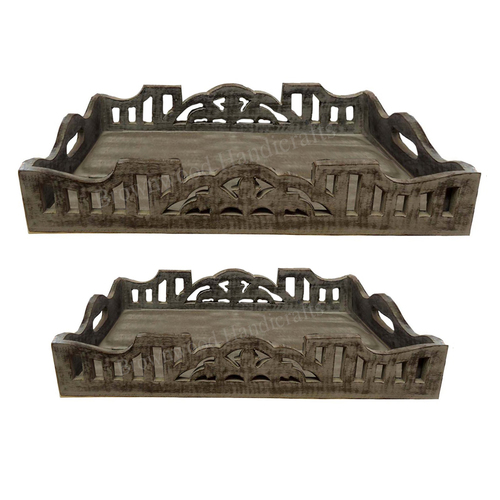 टेबलवेयर मैंगो वुड कार्व्ड सर्विंग ट्रे