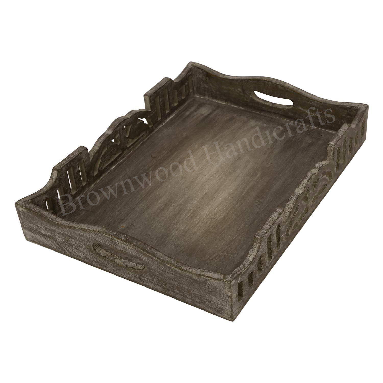 Tableware Mango Wood Carved Serving Tray