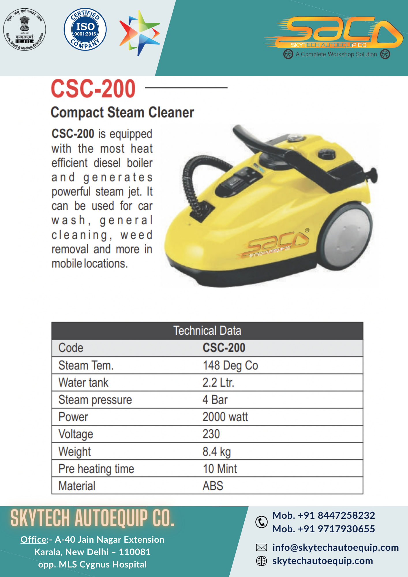 Compact Steam Cleaner Warranty: 1