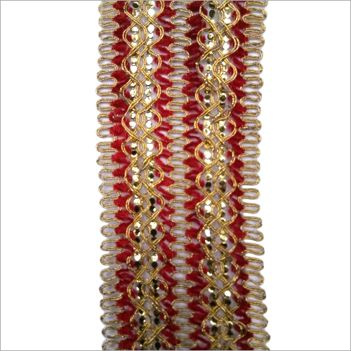 Saree Fancy Lace - 16 Meter Length, Red Polyester Material | Reversible Design for Versatile Styling