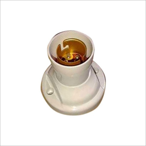 Wall Mounted Bulb Holder - Plastic | Round Shape, White Color, B22 Base Type, 220 Volt Voltage