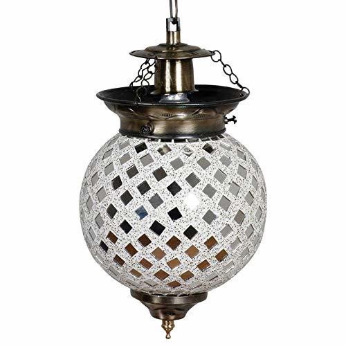 Pradhuman Decorative Hanging Lamp - Glass & Aluminium, 18x18x30 Cm, Round Shade, 50w Led | Modern Style, Energy Saving Light Source