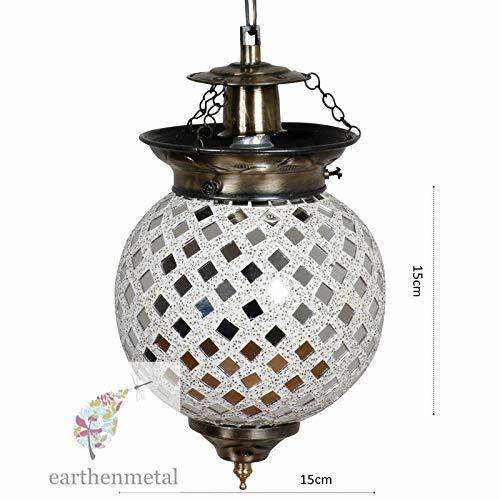 Pradhuman Decorative Hanging Lamp - Glass & Aluminium, 18x18x30 Cm, Round Shade, 50w Led | Modern Style, Energy Saving Light Source