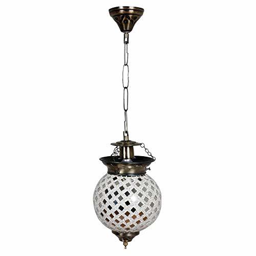 Pradhuman Decorative Hanging Lamp - Glass & Aluminium, 18x18x30 Cm, Round Shade, 50w Led | Modern Style, Energy Saving Light Source