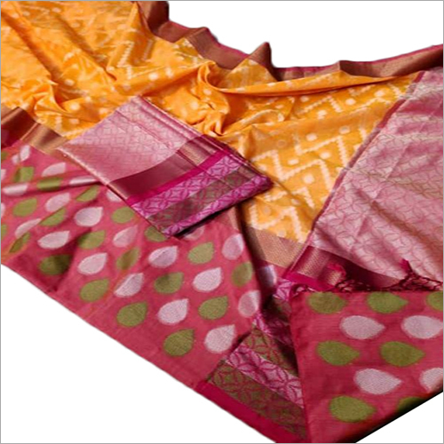 Multicolor Ladies Banarasi Cotton Saree With Blouse Piece