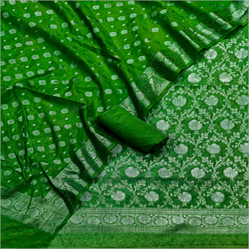 Banarasi Green Color Suit Material Design: Modern