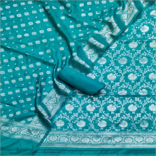 Available In Different Color Ladies Banarasi Katan Silk Unstitched Suit With Dupatta