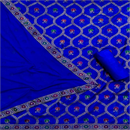 Available In Different Color Ladies Banarasi Silk Unstitched Suit With Dupatta