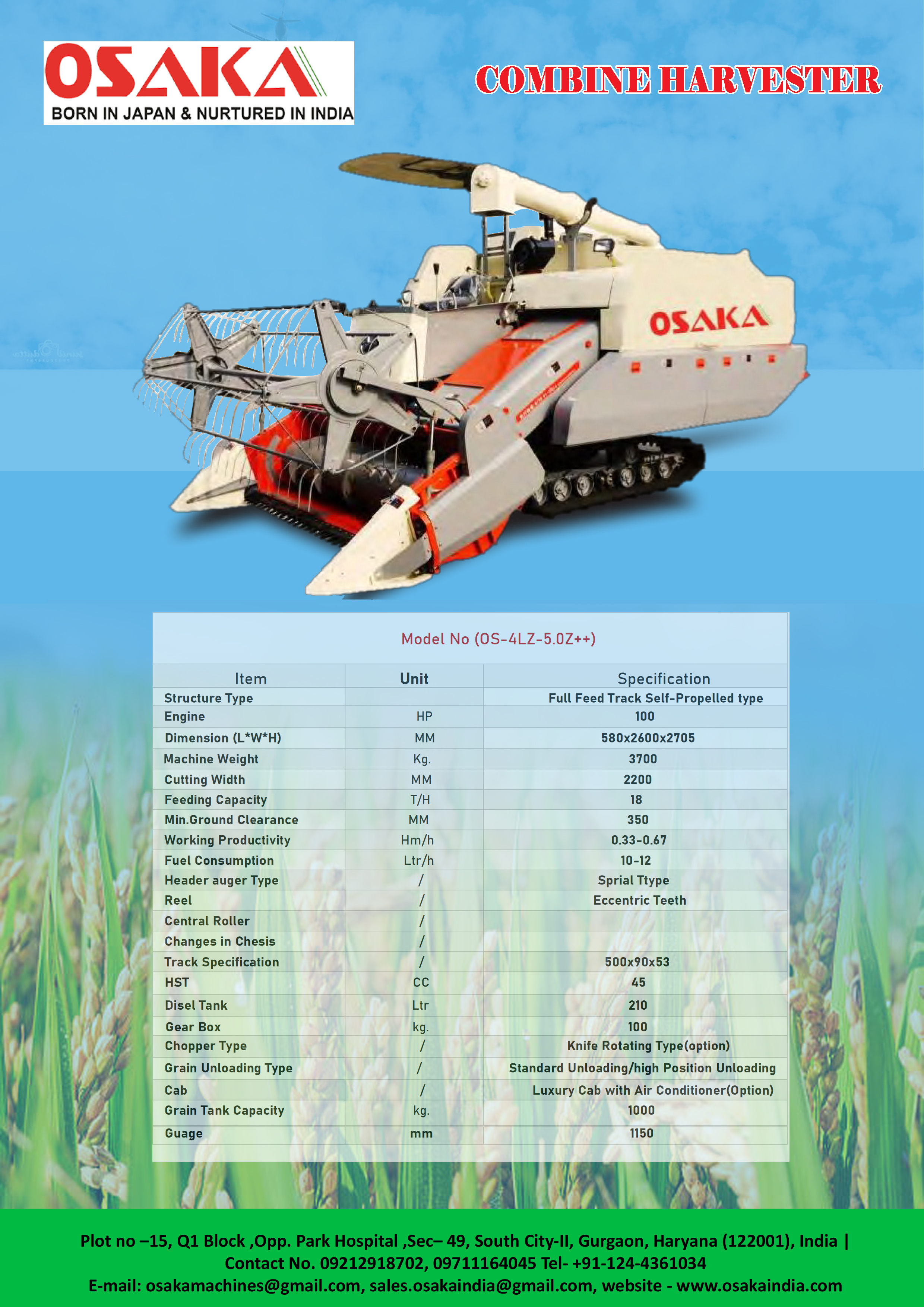 Orange Or White Combine Harvester Full Feed