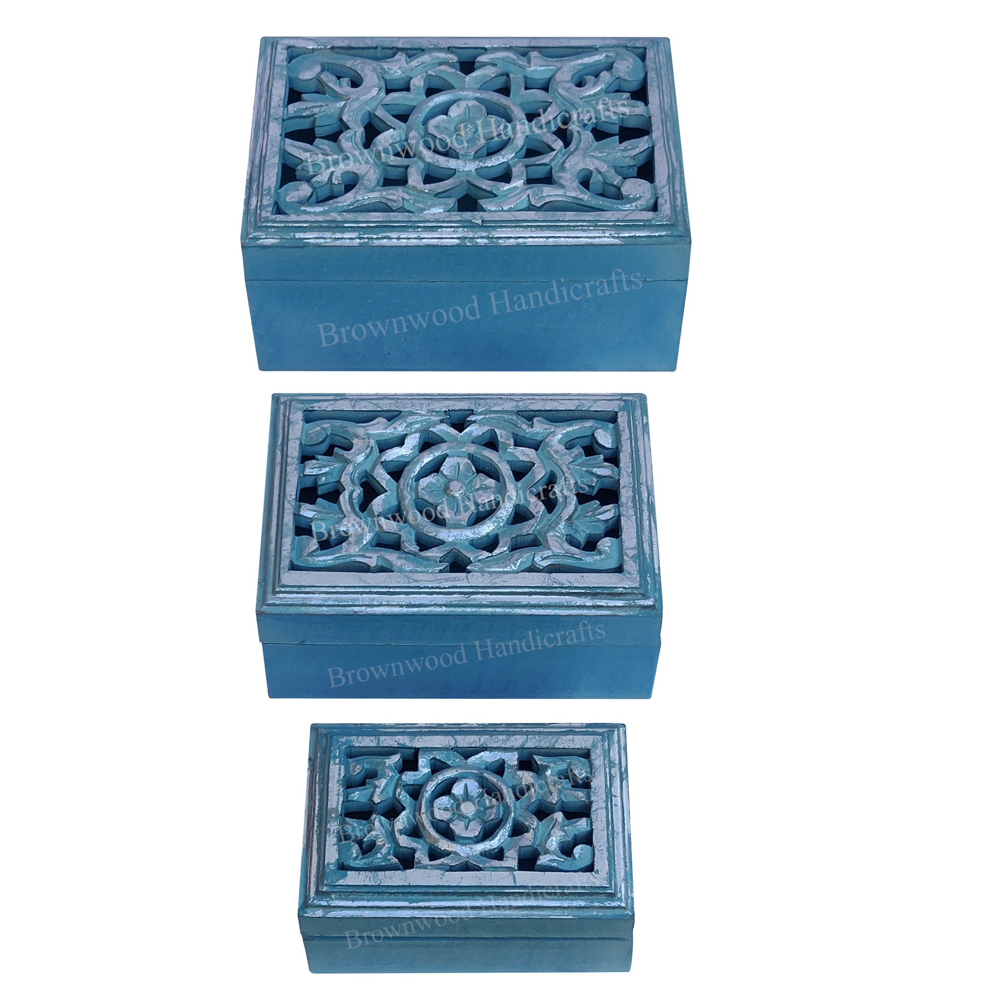 Mdf Wood Carved Box Set Size: 10 X 7 X 4.5