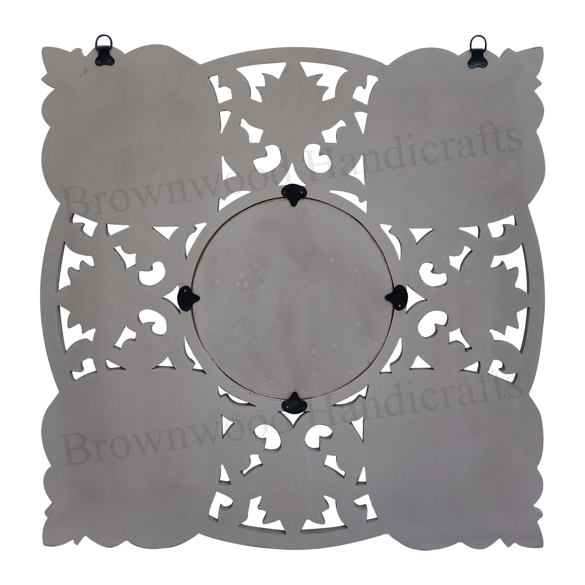 Hand Carved Mirror Frame - Wood, 24 X 24 Inches, Green Antique | Holiday Decoration & Gift, Home Decoration