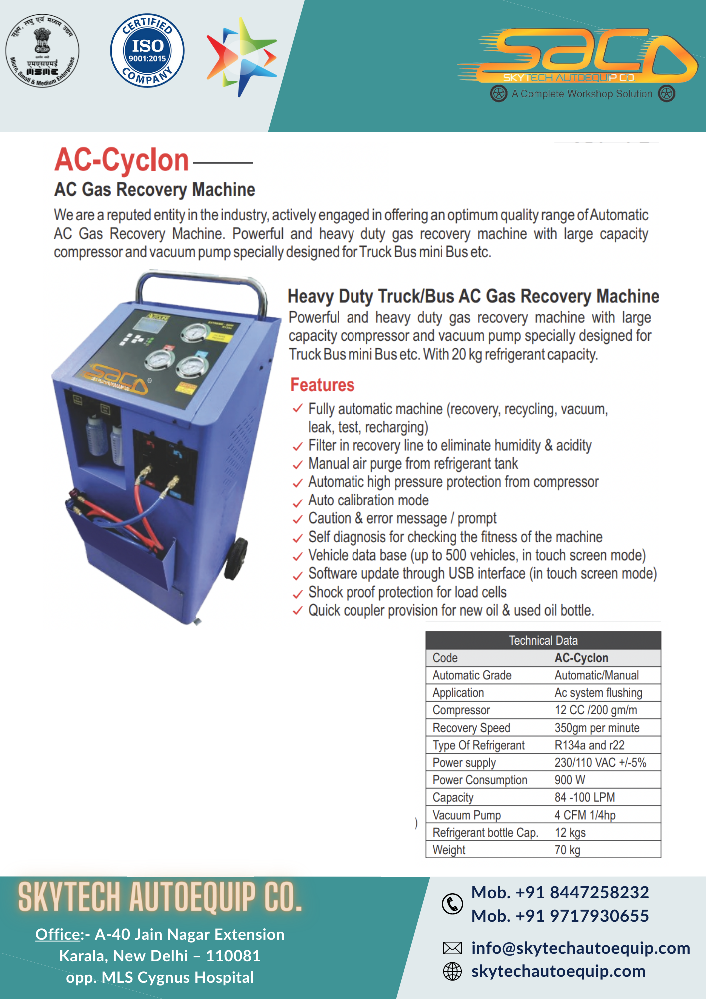 Ac Gas Recovery Machine Warranty: 1