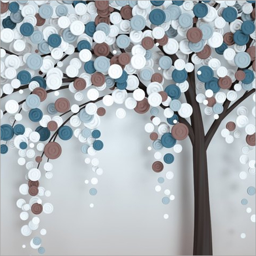 Printed Roller Blind - PVC, Customizable Dimensions, Blue Color | Easy Manual Operation, Light Filtering Design