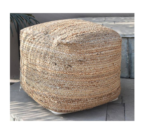 Jute Pouf - 100% Jute, 40 x 40 x 40 cm & 55 x 55 x 35 cm | Contemporary Stripe Design, Outdoor & Camping Use