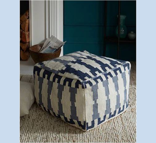 Blue Handloom Pouf