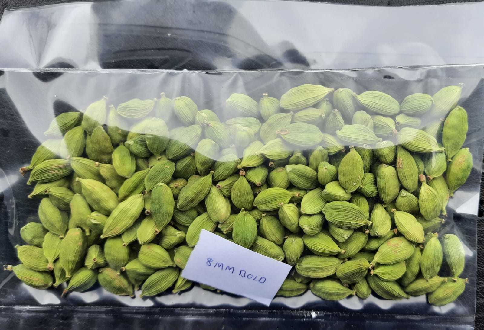 Cardamom - 8mm Bold, Dark Green Grade A Raw Pieces | Aromatic Superfood For Culinary And Medicinal Uses