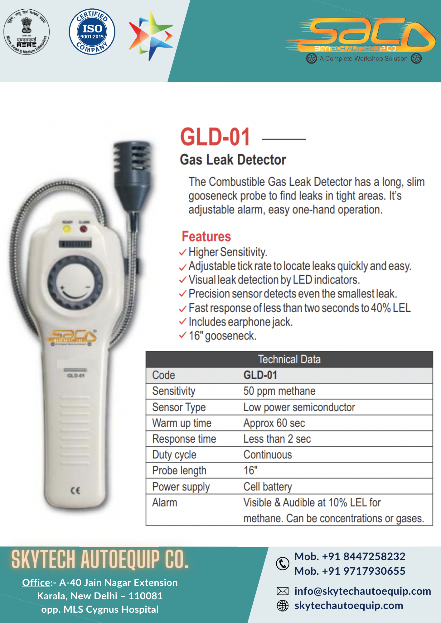 Gas Leak Detector Warranty: 1