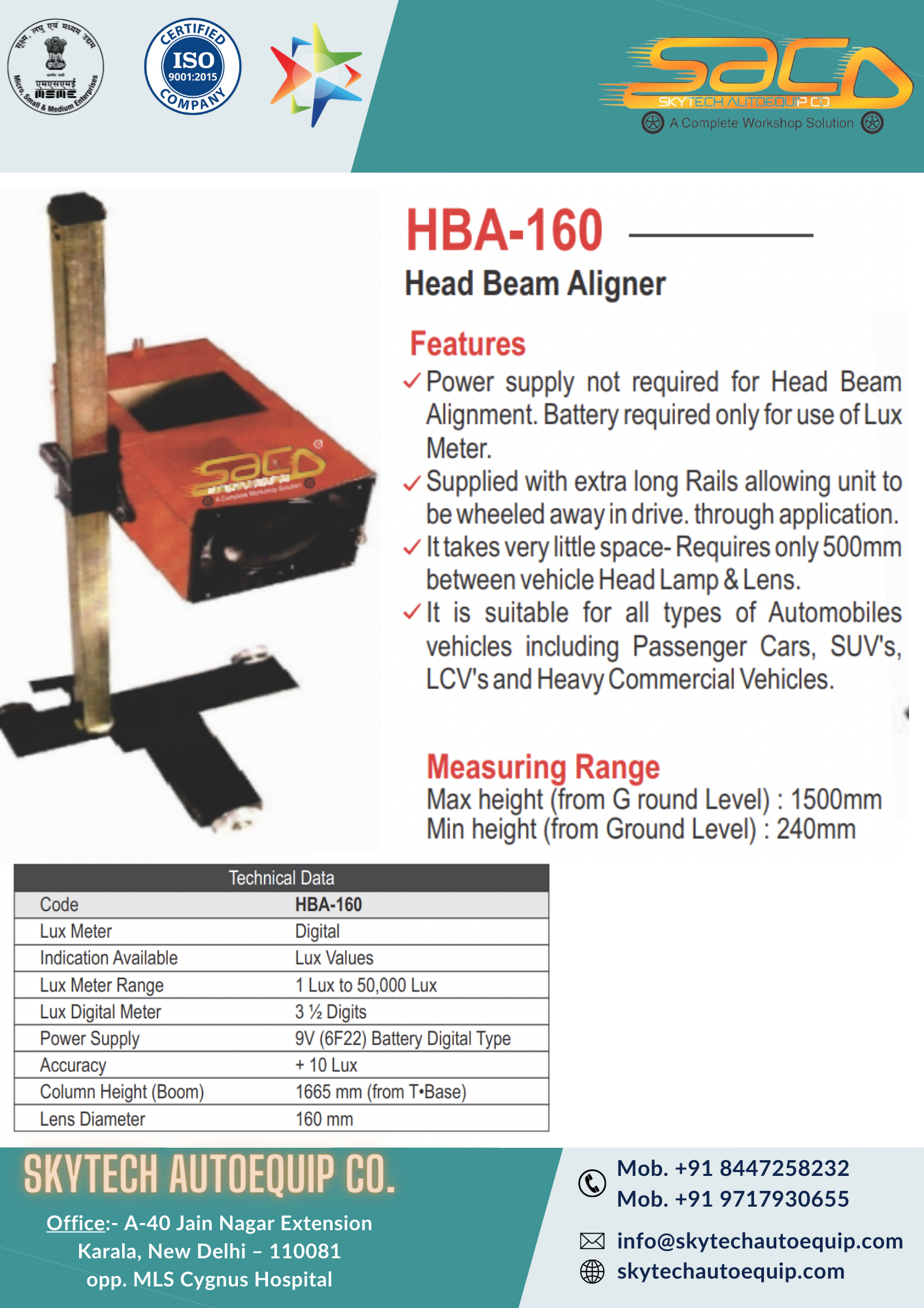 Head Beam Aligner Warranty: 1