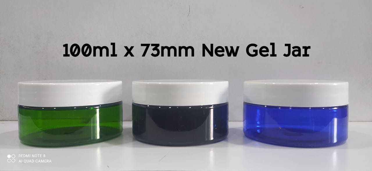 100ml X 73mm Gel Jar - Pet Material, 100ml Size, Round Shape , Available In Transparent, Opaque White, Opaque Black, Amber, Transparent Blue, Transparent Green