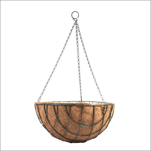 Coir Seedling Pots For Hanging Basket - Coir & Metal Material, Brown Color | Ideal for Home Gardening and Decorative Plant Display