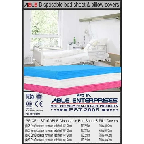 50 Gsm 160 120Cm Disposable Bedsheet - Color: White