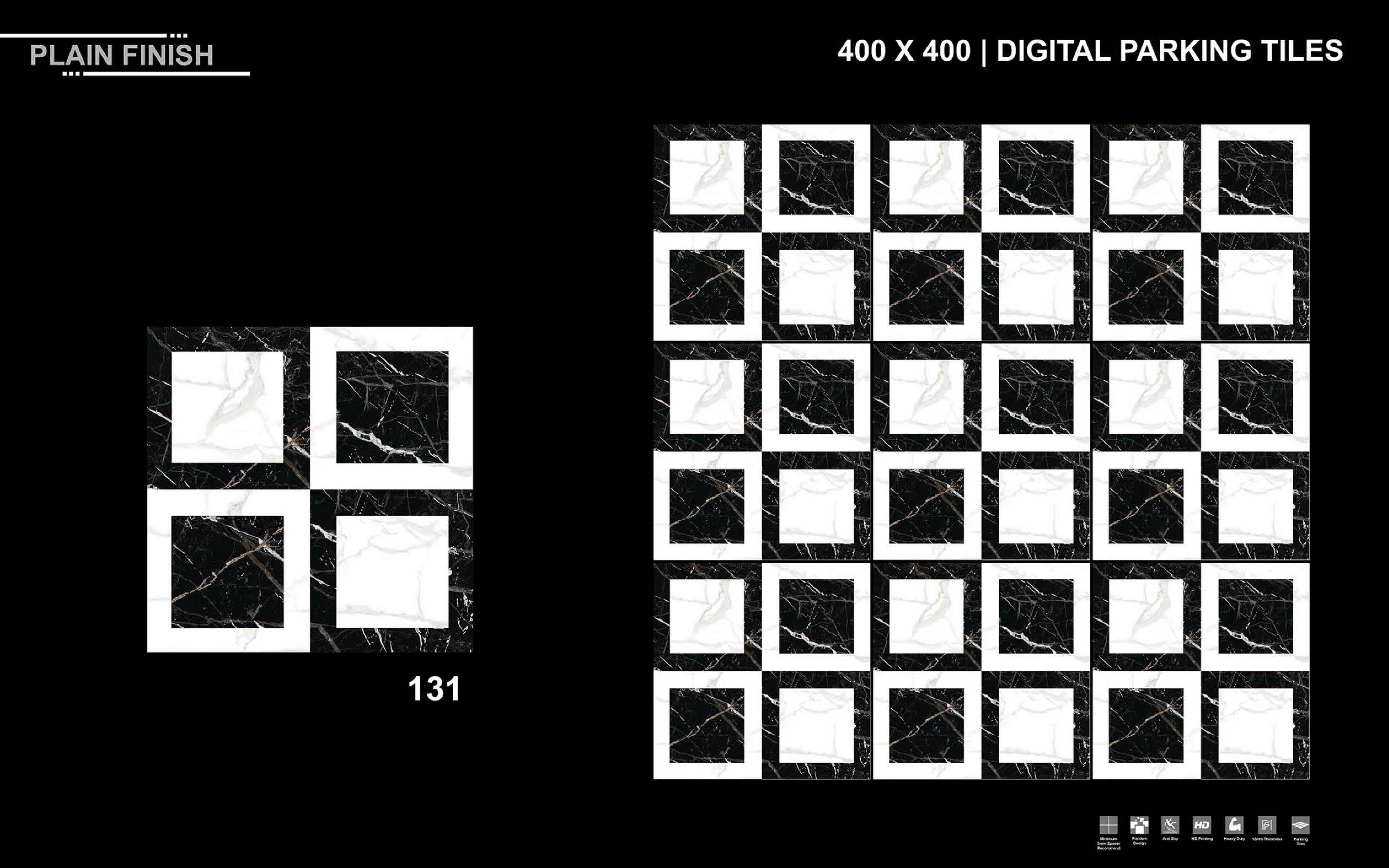 Parking Tiles - 10-12 Mm Vitrified, 1x1 Feet Square Size | Hd High Definition, Acid-resistant, Joint Free