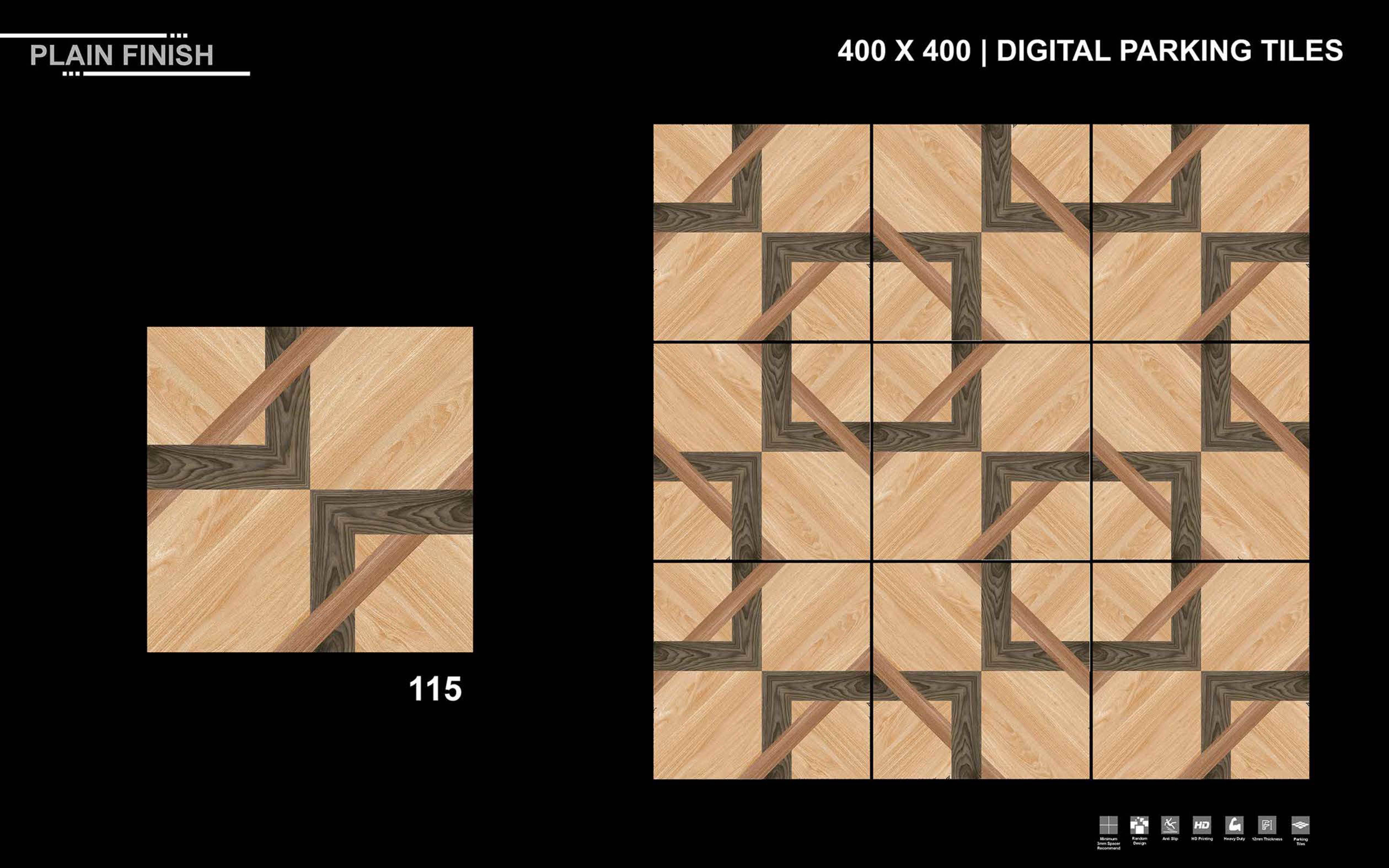 Parking Tiles - 10-12 Mm Vitrified, 1x1 Feet Square Size | Hd High Definition, Acid-resistant, Joint Free