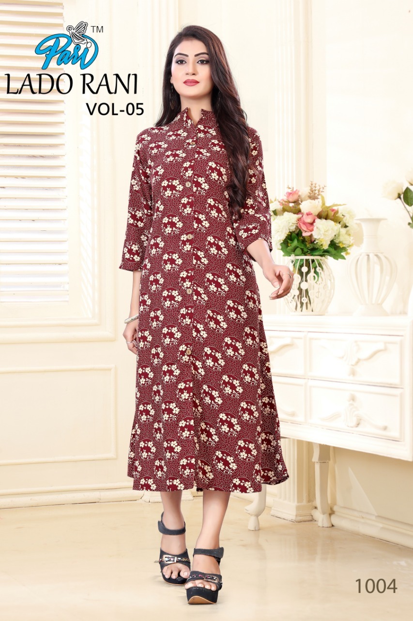 Lado Rani Catalog - Rayon Printed Kurti, Size M(38)-xxl(44), Multi Color, Full Sleeves | Breathable, Quick Dry, Washable, All Season