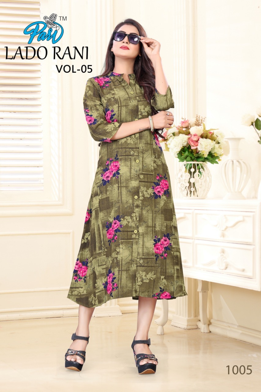 Lado Rani Catalog - Rayon Printed Kurti, Size M(38)-xxl(44), Multi Color, Full Sleeves | Breathable, Quick Dry, Washable, All Season