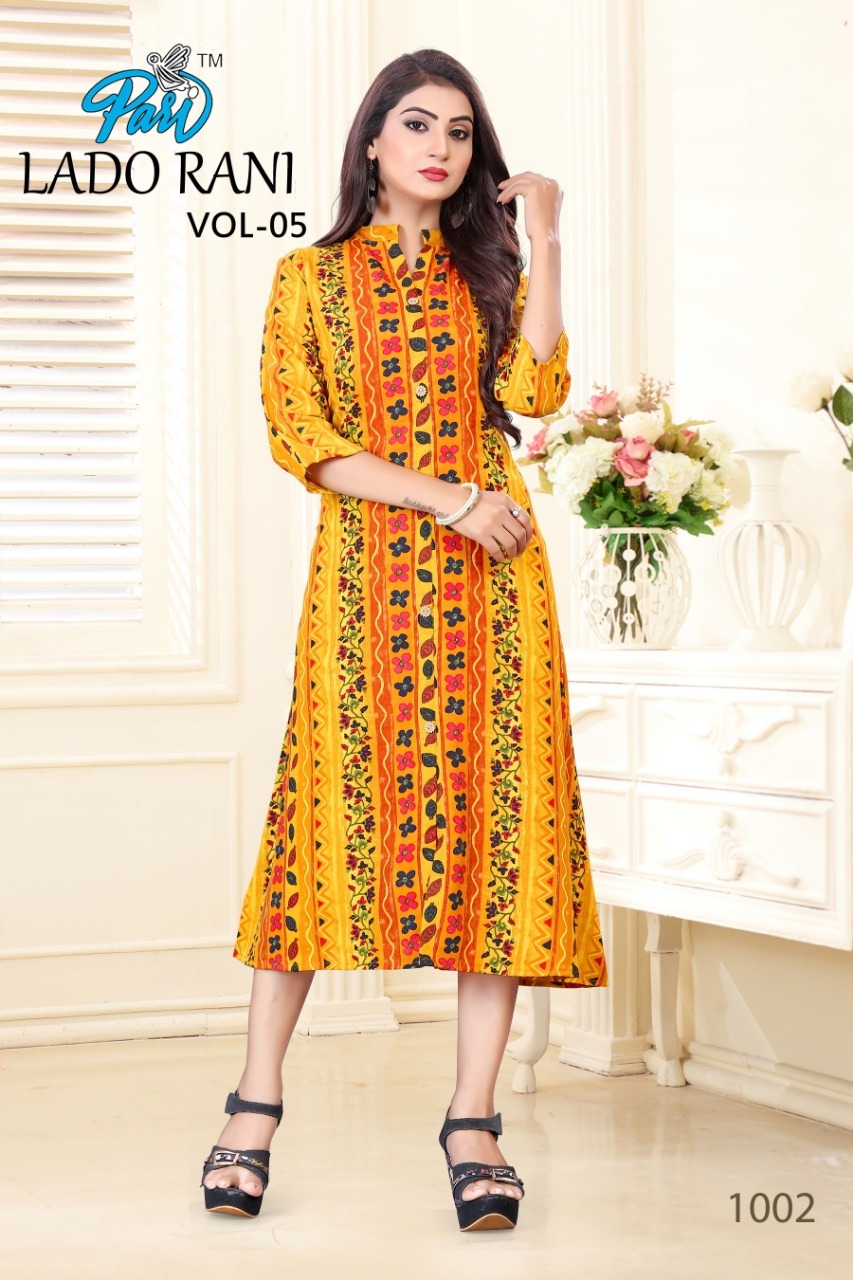 Lado Rani Catalog - Rayon Printed Kurti, Size M(38)-xxl(44), Multi Color, Full Sleeves | Breathable, Quick Dry, Washable, All Season