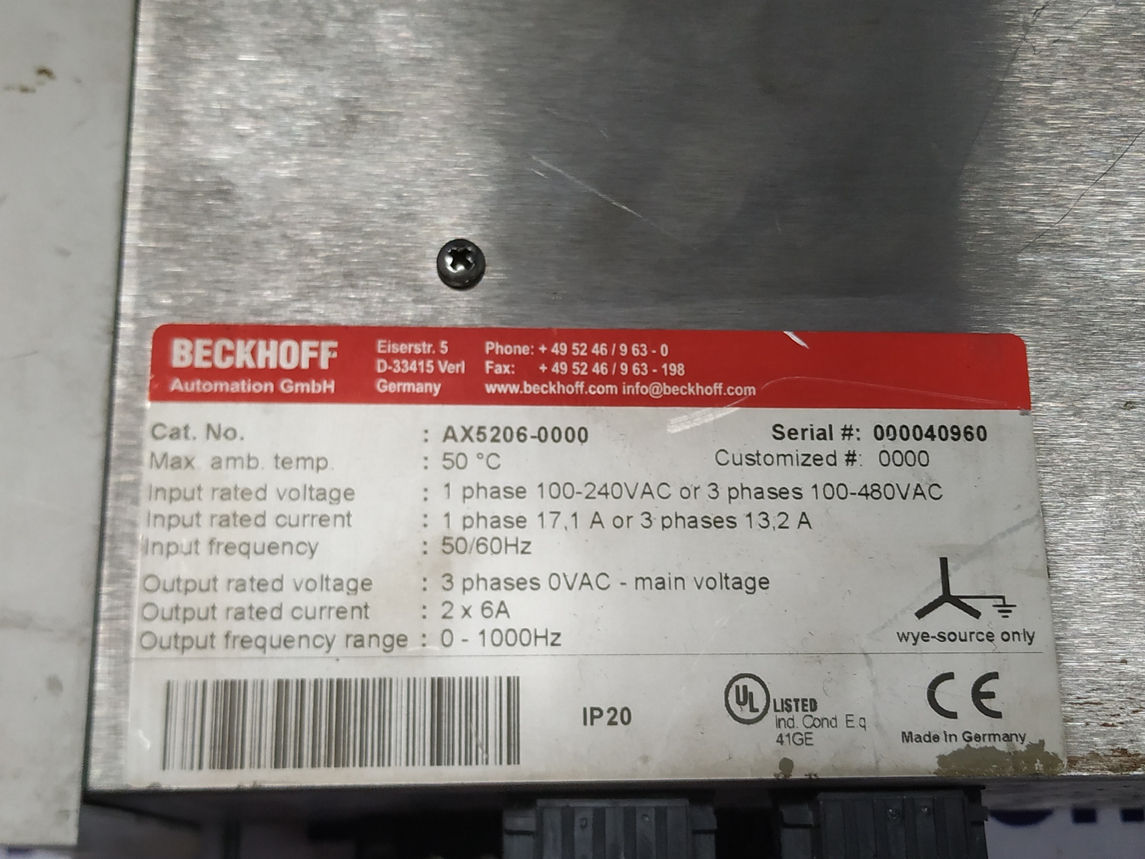 Beckhoff Servo Drive Ax5206-0000