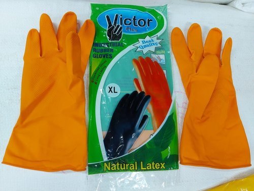 Victor Industrial Hand Gloves - Rubber, Various Sizes Available, Orange and Black | Breathable, Washable, Waterproof, Full Finger, Open Cuff, Flexibility
