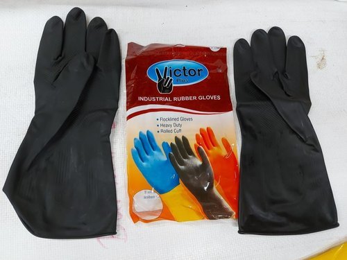 Victor Industrial Hand Gloves - Rubber, Various Sizes Available, Orange And Black | Breathable, Washable, Waterproof, Full Finger, Open Cuff, Flexibility