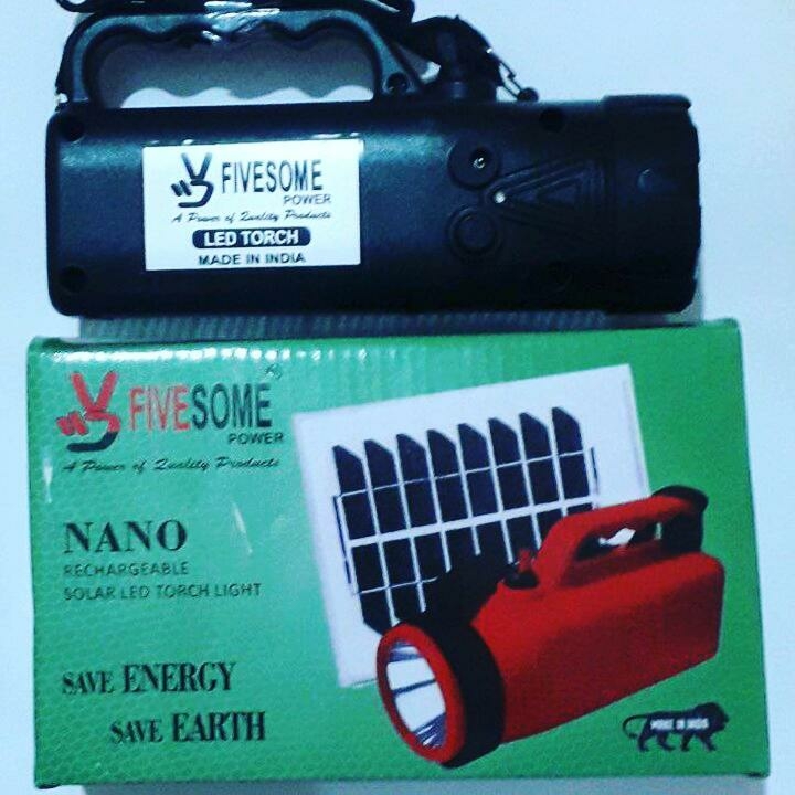 Led Torch - Abs Plastic, 5x2x2 Inches, Black & Red | 1 Km Focus, Heavy Lead Acid 4v 4.5ah Battery, White Light, 5w Power, Horizontal Shape
