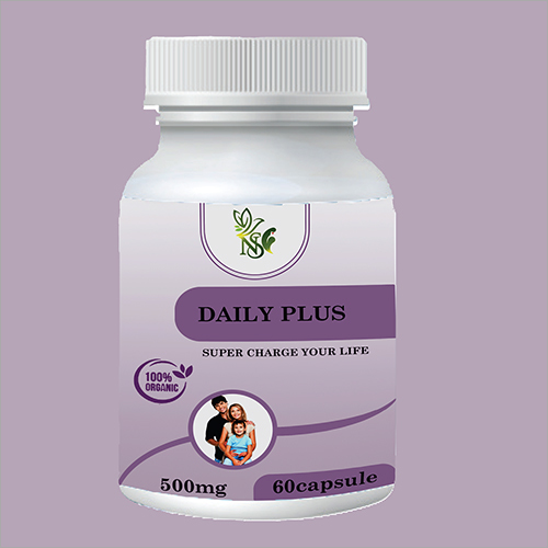 500 mg Daily Plus Capsule - 30, 60, 90, 120 Count Bottles | GMP Certified, Suitable For All Age Groups, Dry Storage Required