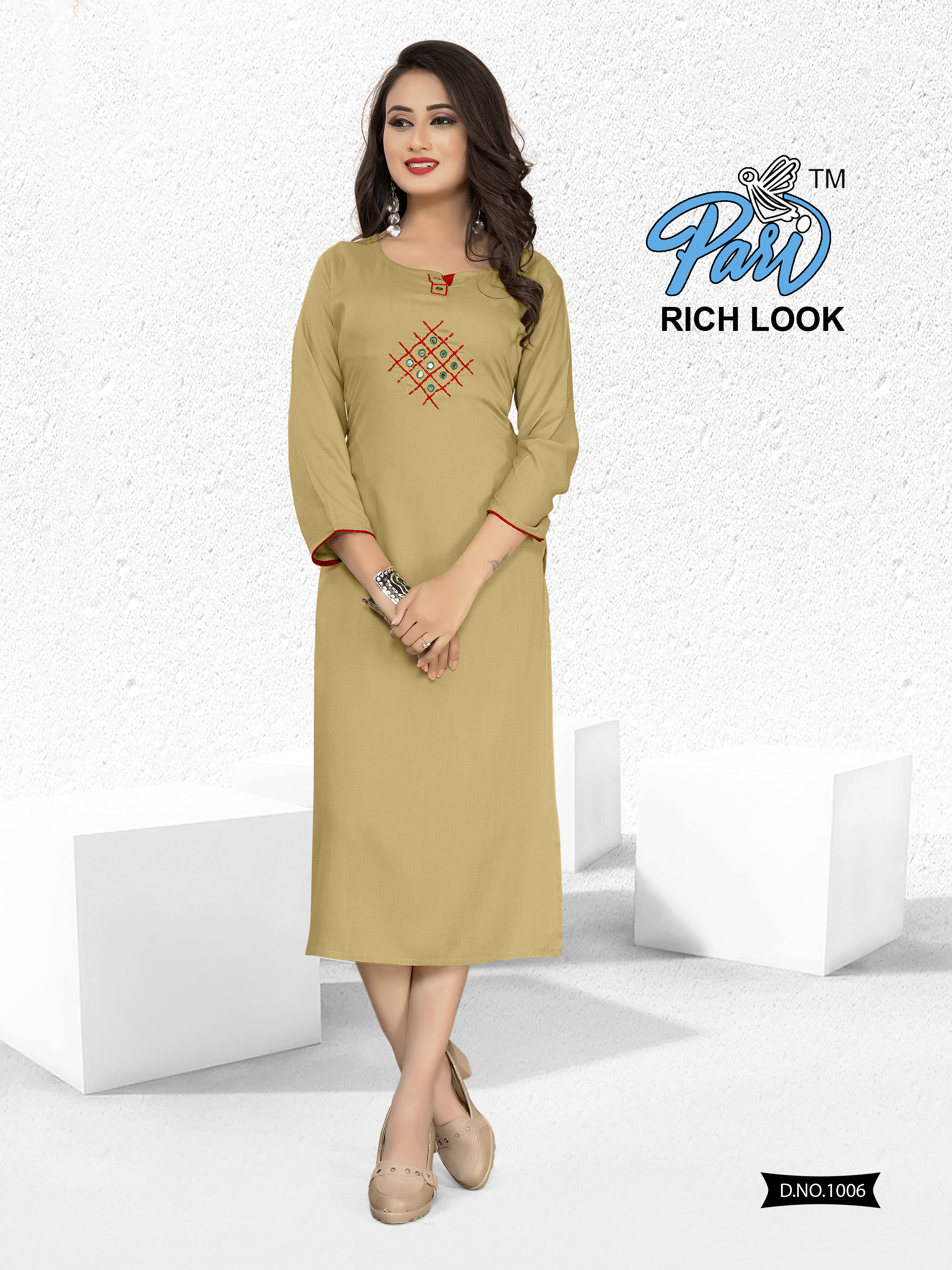 Rich Look Catalog - Rayon Size M(38)/l(40)/xl(42)/xxl(44) Multi Color | Breathable Dry Cleanable Washable Full Sleeves 46 Inch Length Embroidered Pattern