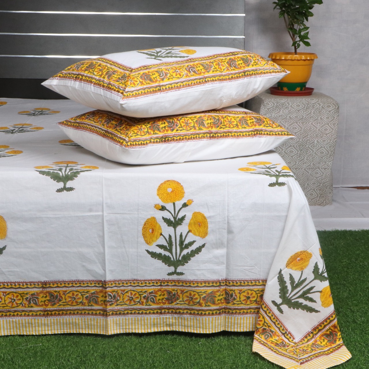Multi Hand Block Printed Cotton Bed Sheet