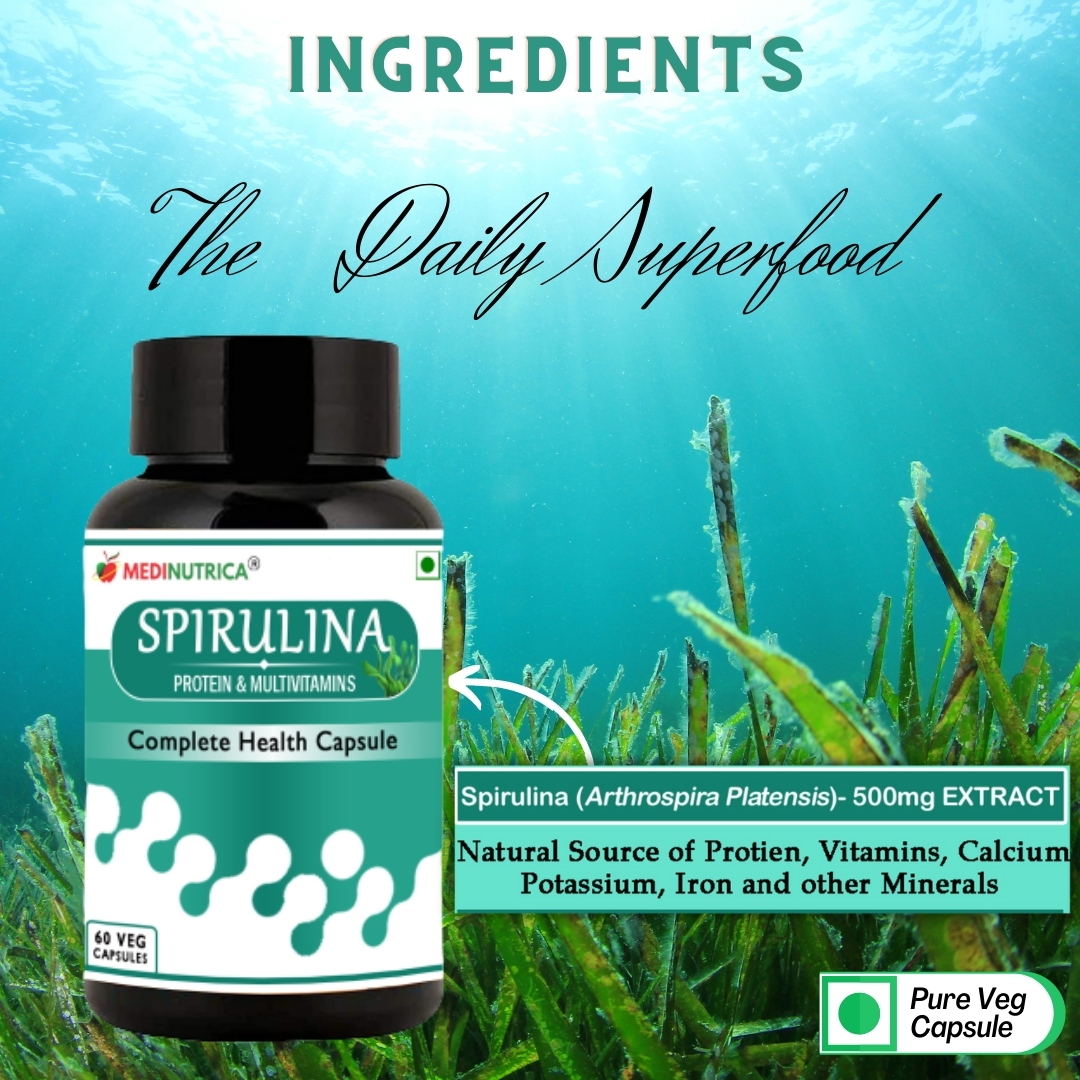 Herbal Plant Based Protein Spirulina Capsule - Veg 60 Capsule Age Group: For Adults