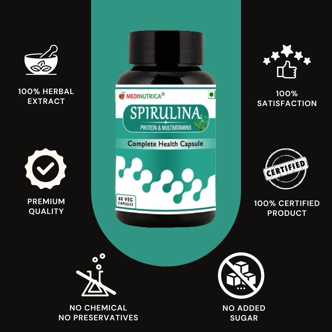 Herbal Plant Based Protein Spirulina Capsule - Veg 60 Capsule Age Group: For Adults