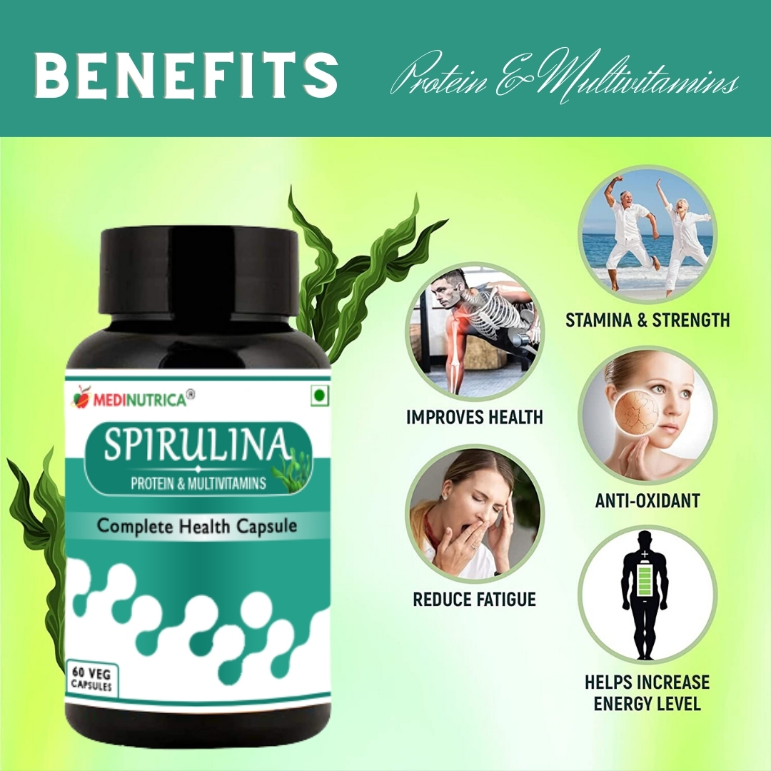 Herbal Plant Based Protein Spirulina Capsule - Veg 60 Capsule Age Group: For Adults