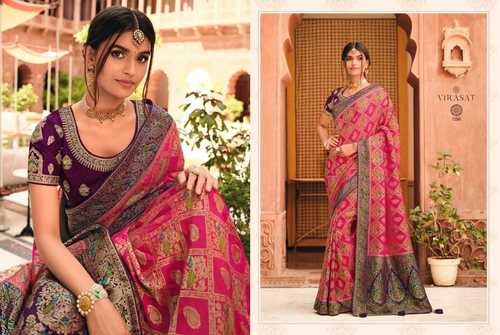 Designer Indian Silk Saree - Silk Fabric, Embroidery Work With Blouse | Perfect For Sangeet, Festive Occasions, And Weddings