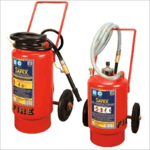Safex Trolley Mounted Abc Type Fire Extinguishers Out Side Cartridge- 50 Kg - Color: Red