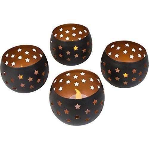 Metal Mini Candle Votive - Iron, 4x4 Inches, Multicolor Coated Finish | Handmade With Mesmerizing Designs For Home & Wedding Dã©cor