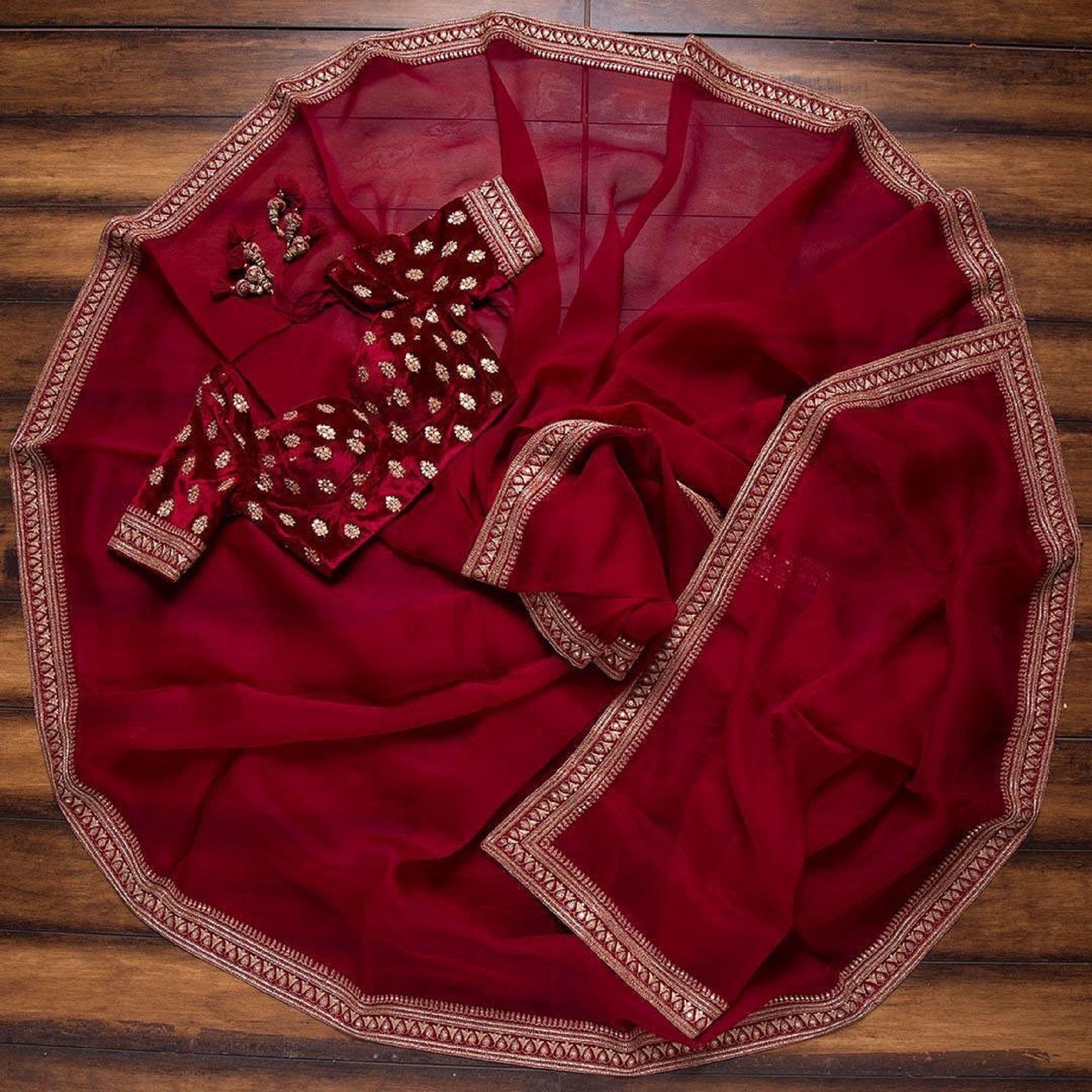 Red Organza Saree