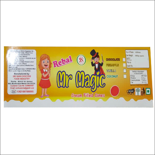 Mr Magic Cream Filled Cones - Premium Cocoa Powder & Dry Fruits, Sweet Flavor, Nil Fat Content, Versatile Packaging Options