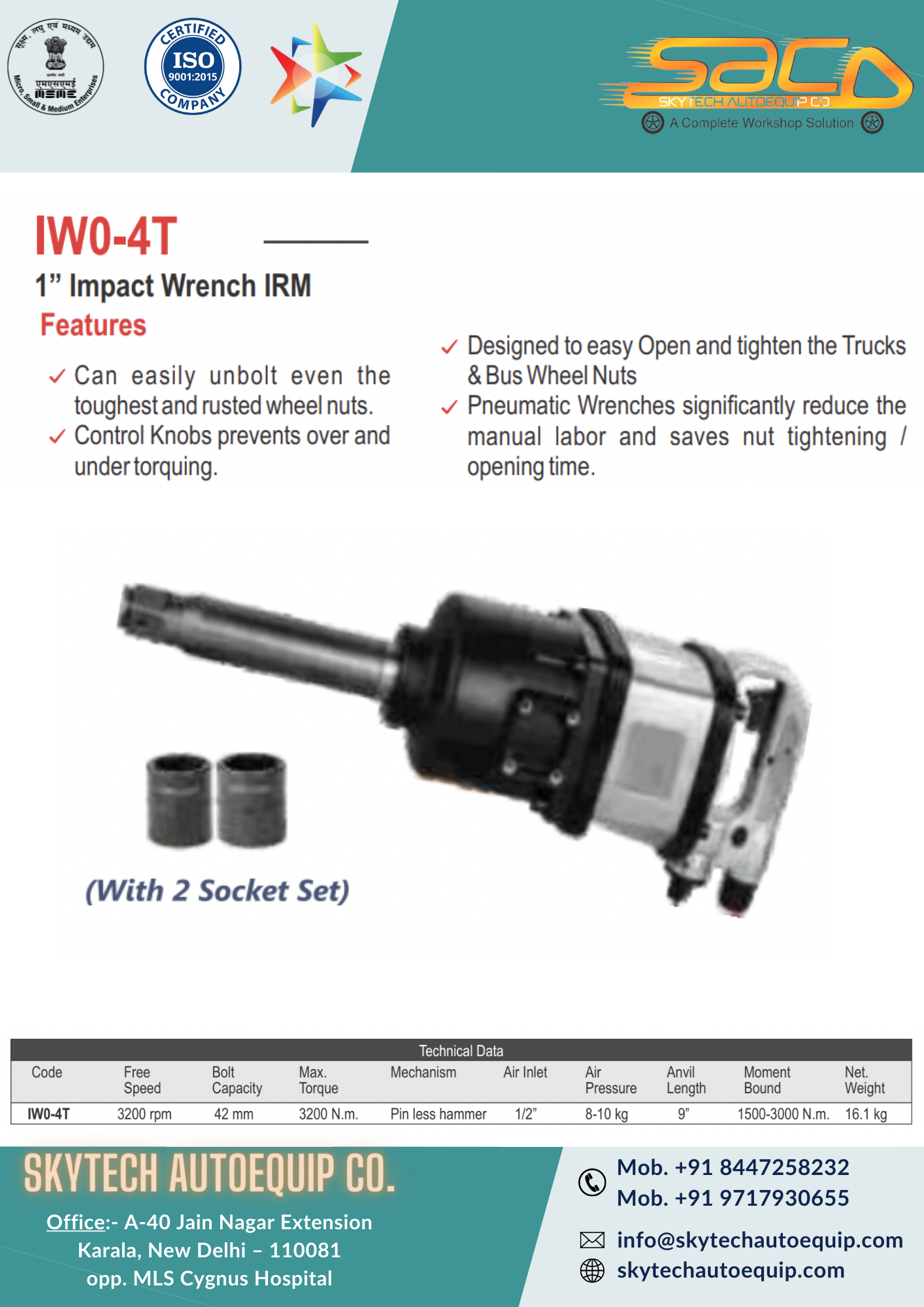 1 Impact Wrench Irm Width: 203 Millimeter (Mm)