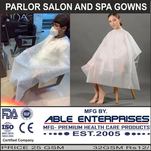 Able 25gsm Parlor Saloon Spa Gown - Color: White