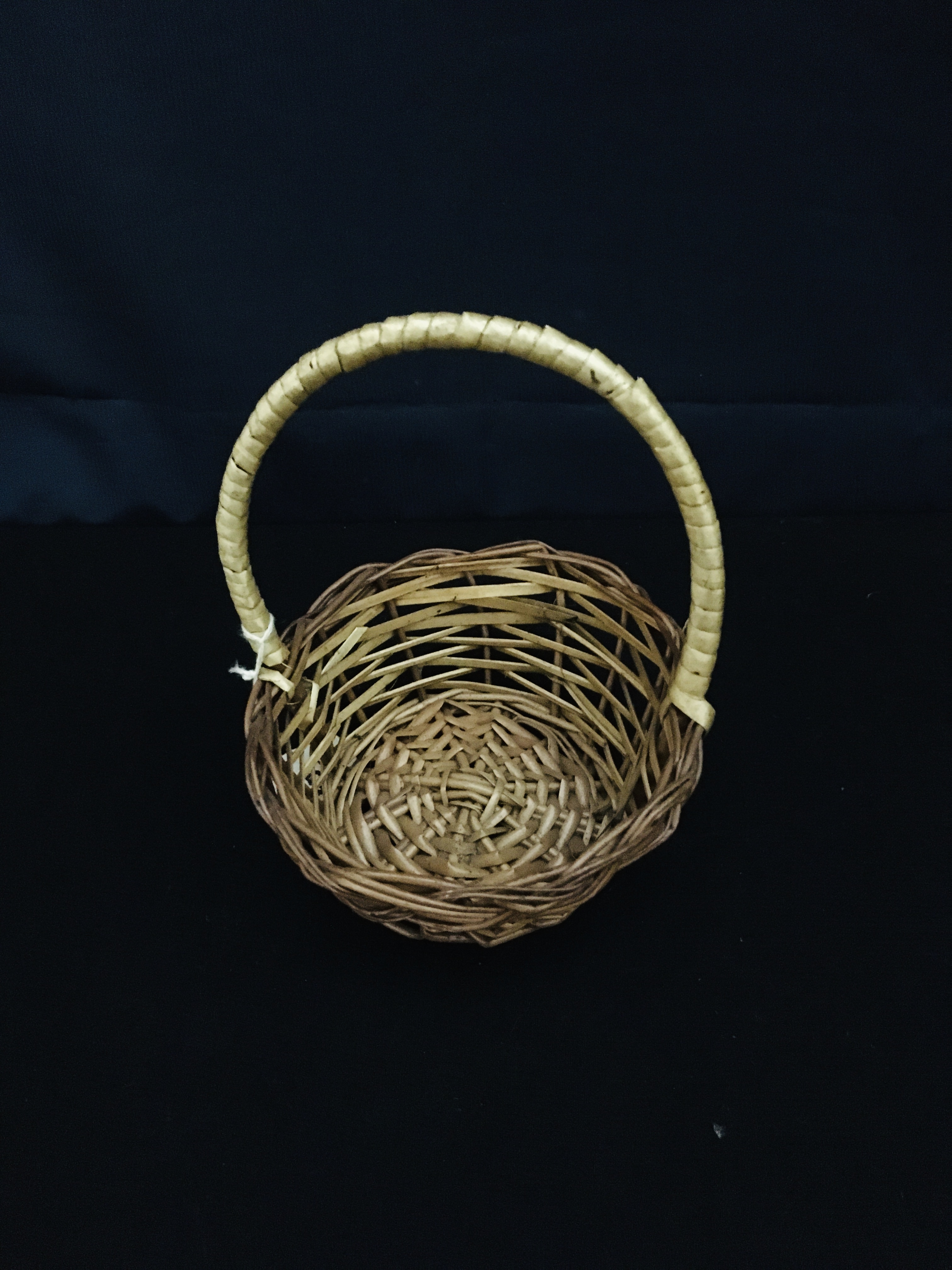 Mini Basket With Medium Handle 3x1.5 Inch - Cane And Bamboo Material, Polished Finish - Artisanal Handcrafted Craftsmanship