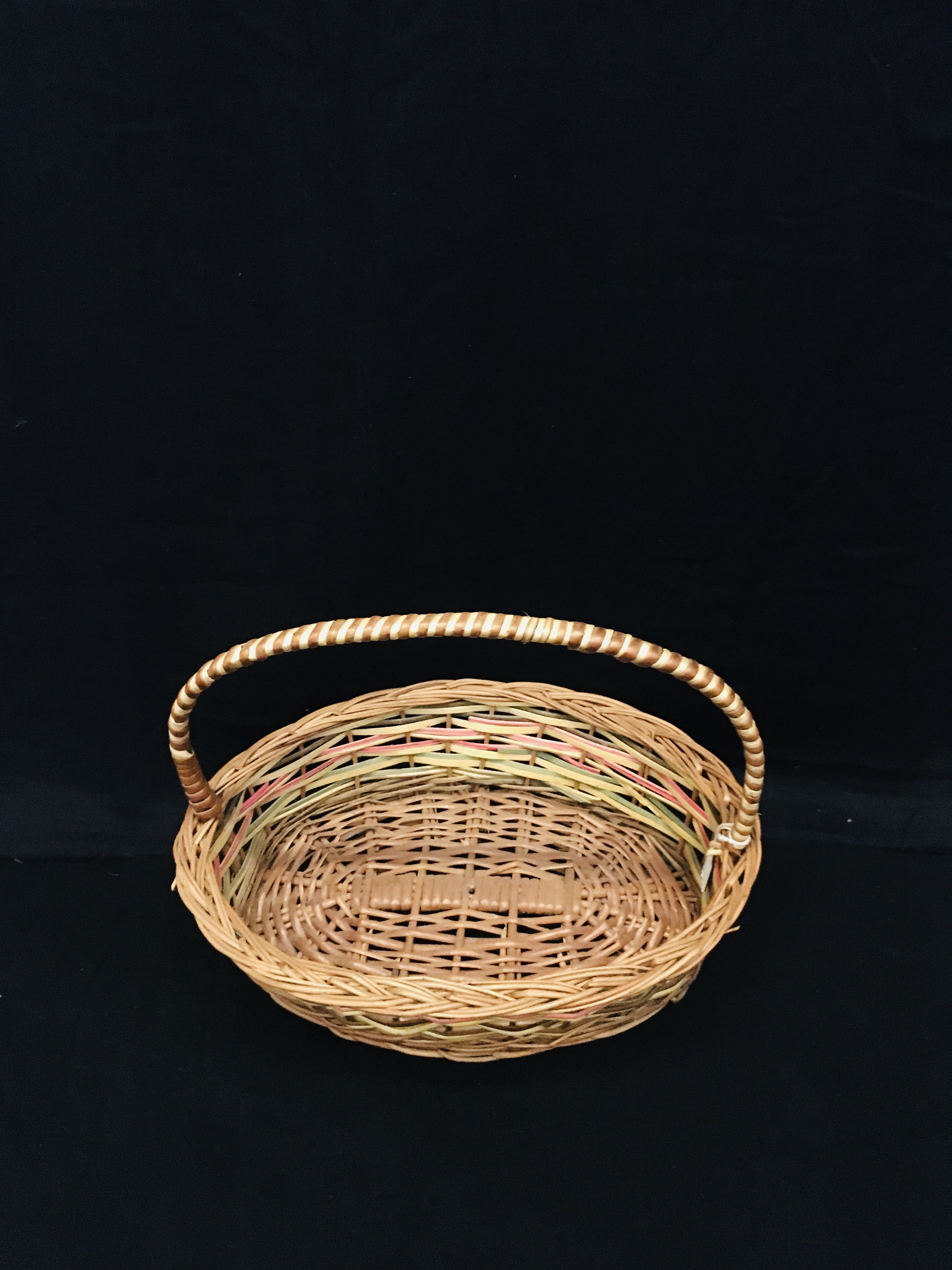 Oval Basket Multi Color(b) - Cane And Bamboo, Polished Finish | Made With Natural Craft Techniques, Eco-friendly Materials