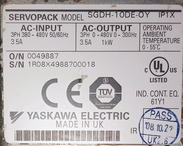 Yaskawa Servo Drive Sgdh-10de-oy